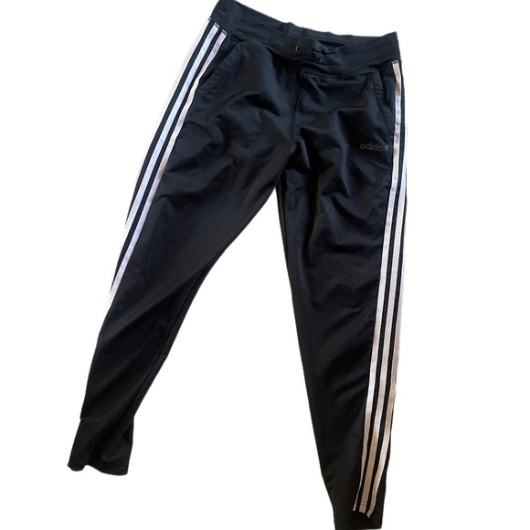 women's adidas climalite pants track black and white Striped Training Joggers - Picture 1 of 8